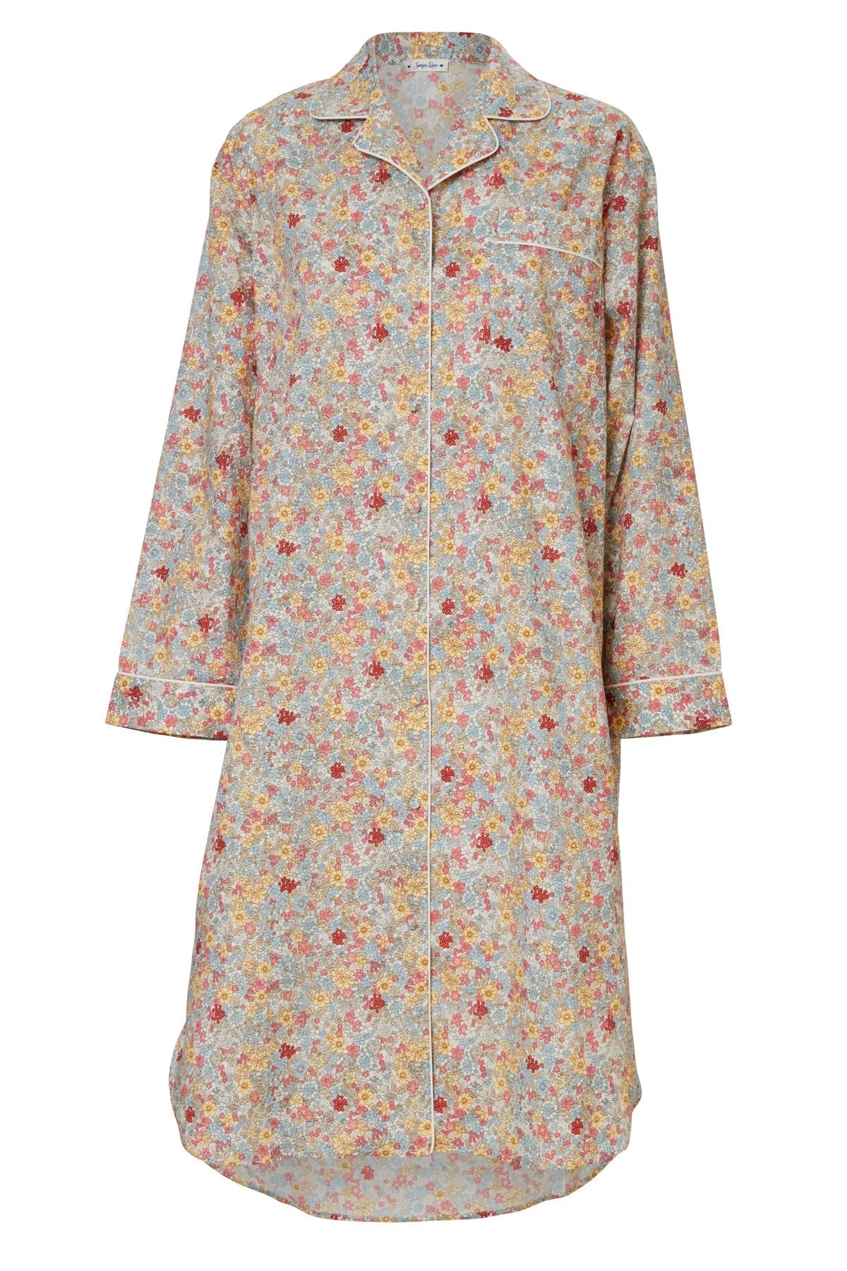 Bomulds natskjorte Hvid/Koral L