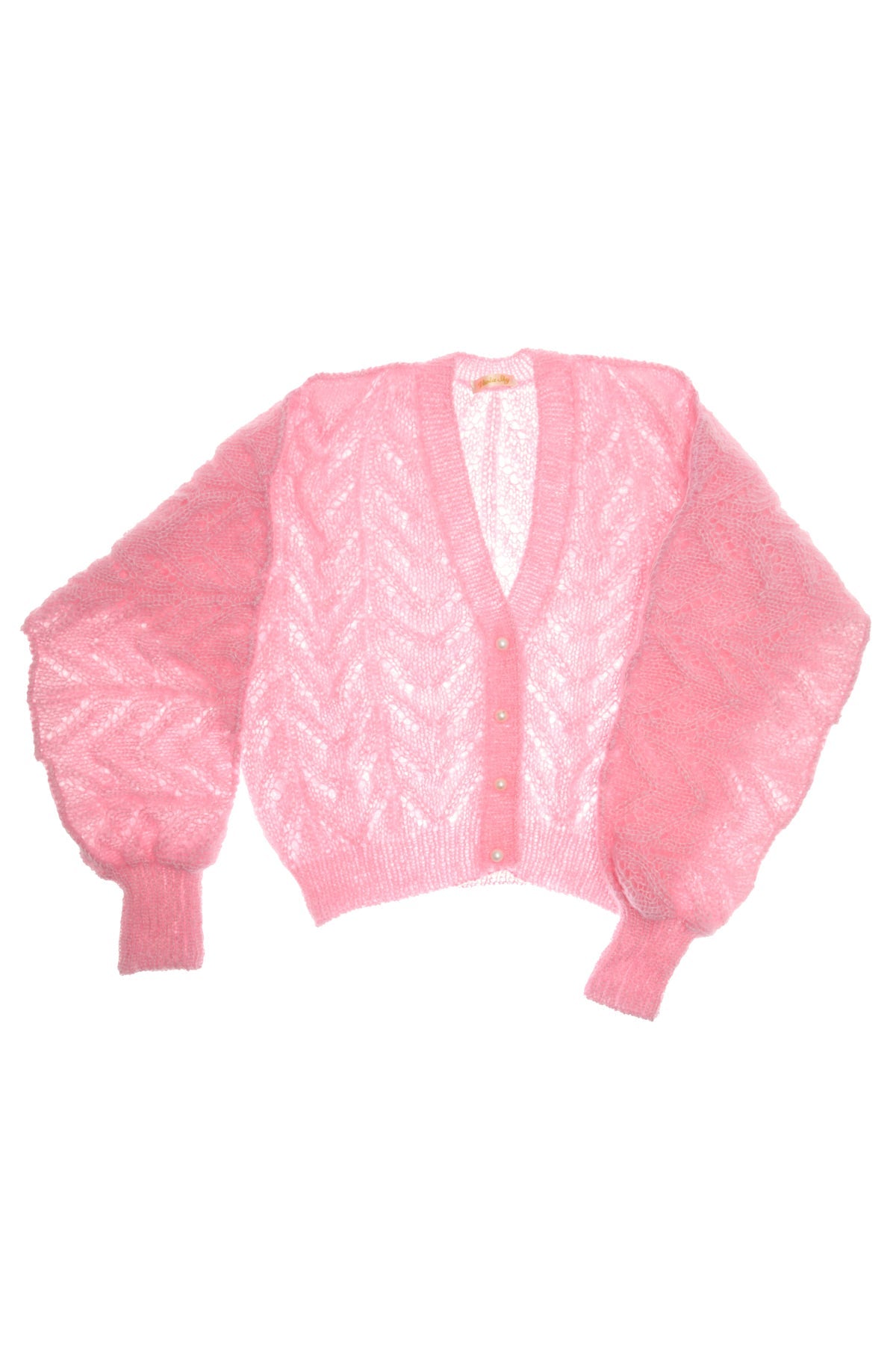 Miss Blush håndstrikket silke mohair cardigan