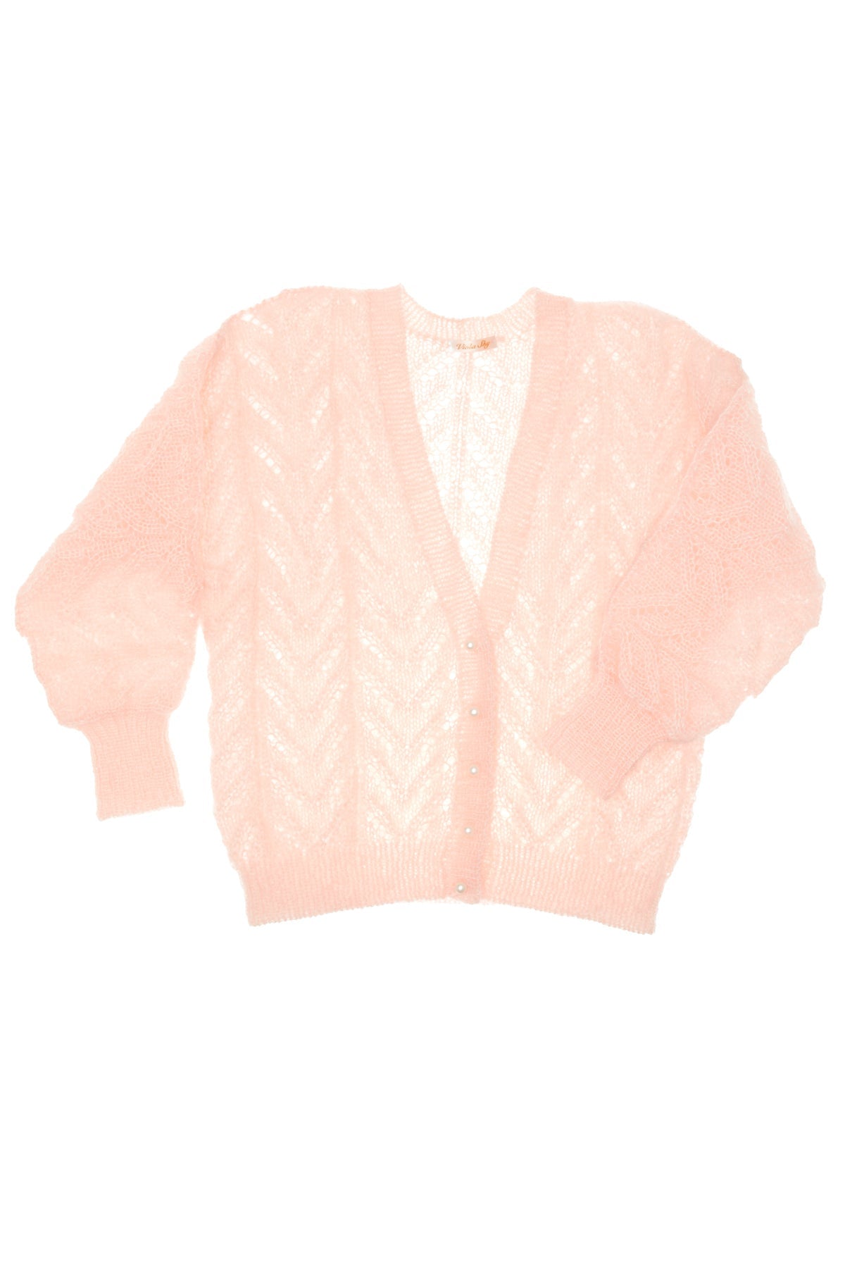 Miss Powder håndstrikket silke mohair cardigan One Size