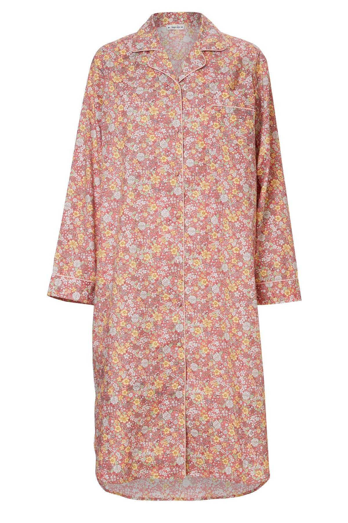 Rød/Gul bomulds natskjorte L