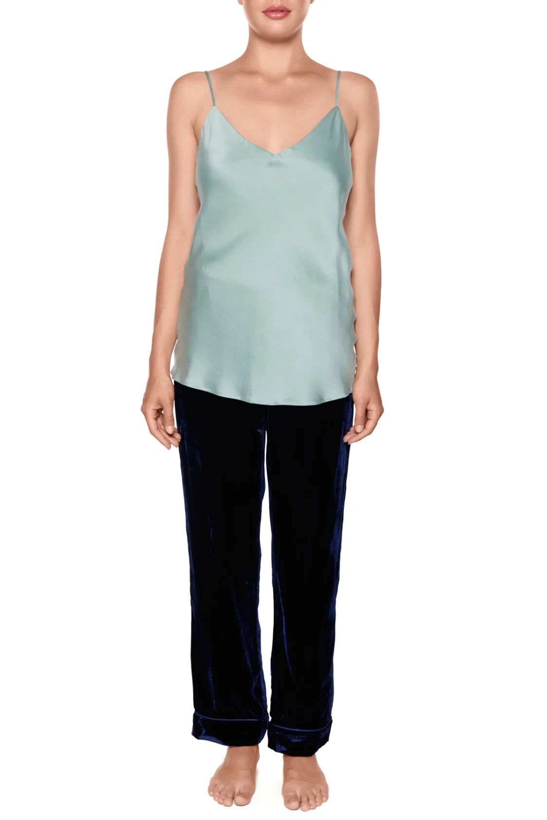 Silke chemise - Blågrøn