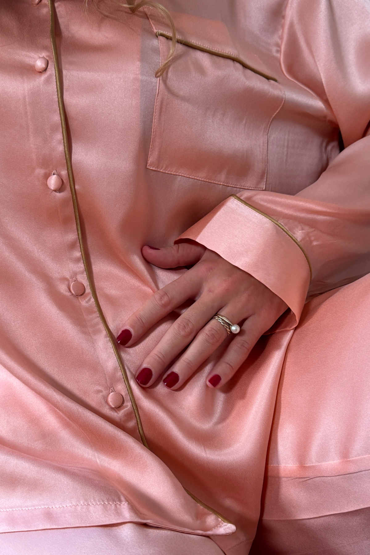 Blush silk pajamas