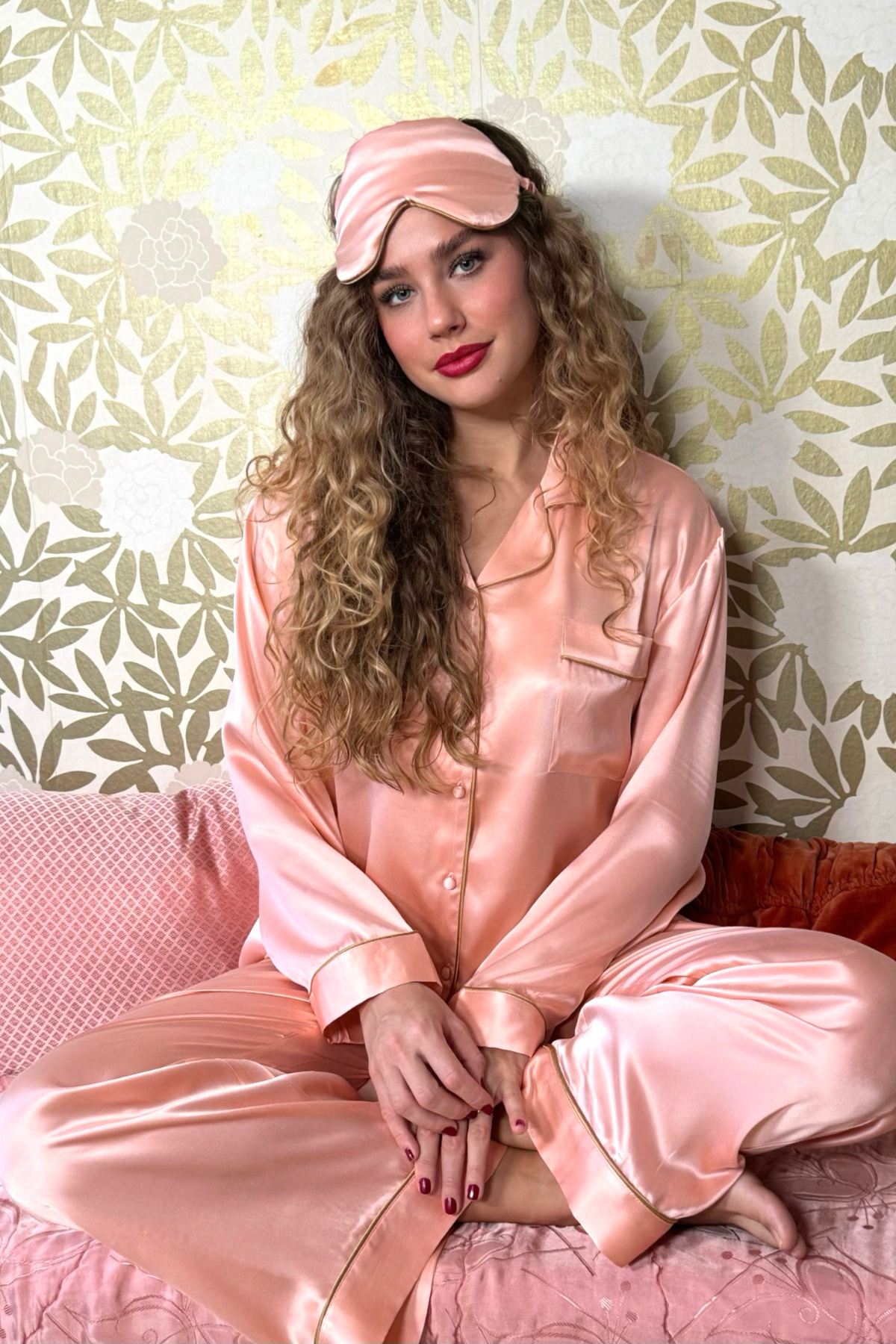 Blush silk pajamas