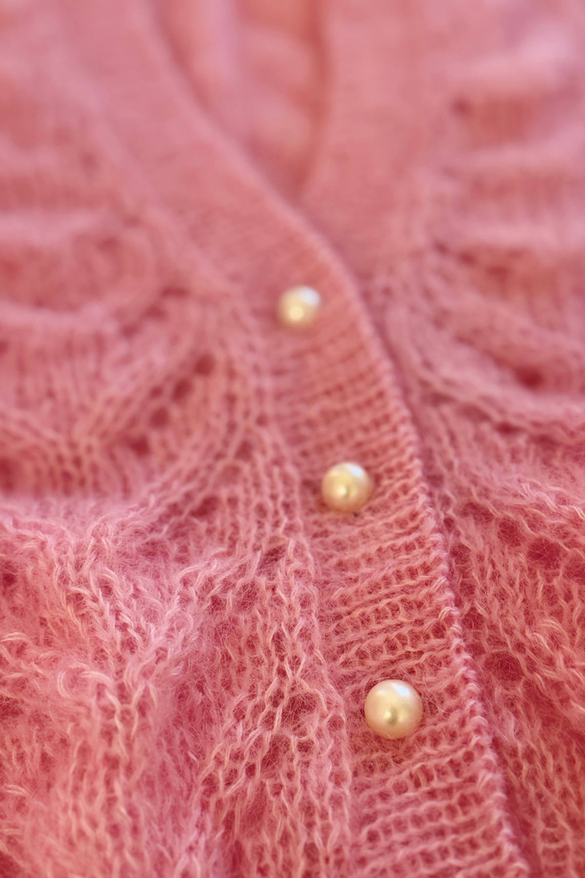 Miss Blush håndstrikket silke mohair cardigan