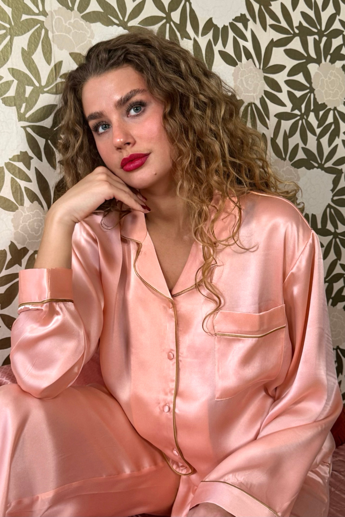 Blush silk pajamas