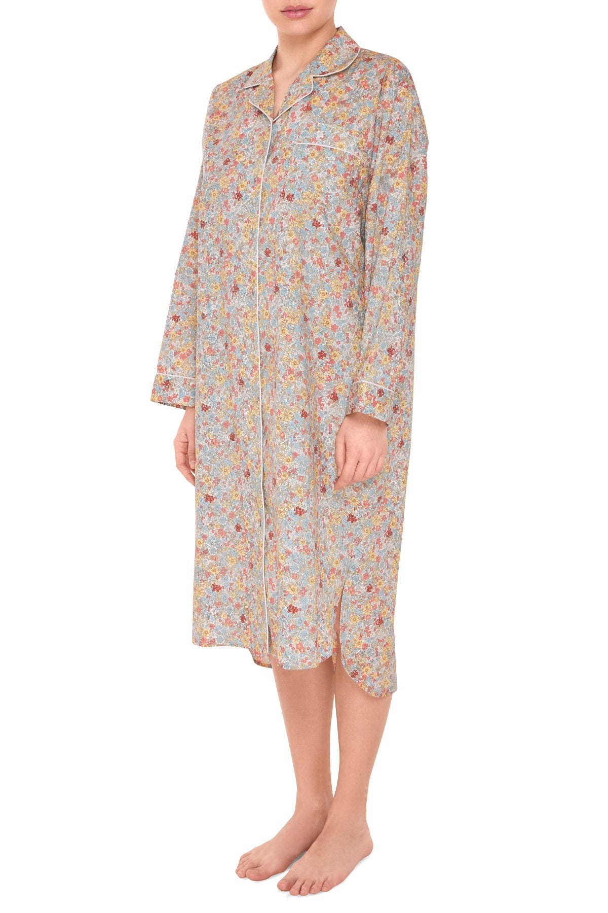 Bomulds natskjorte Hvid/Koral