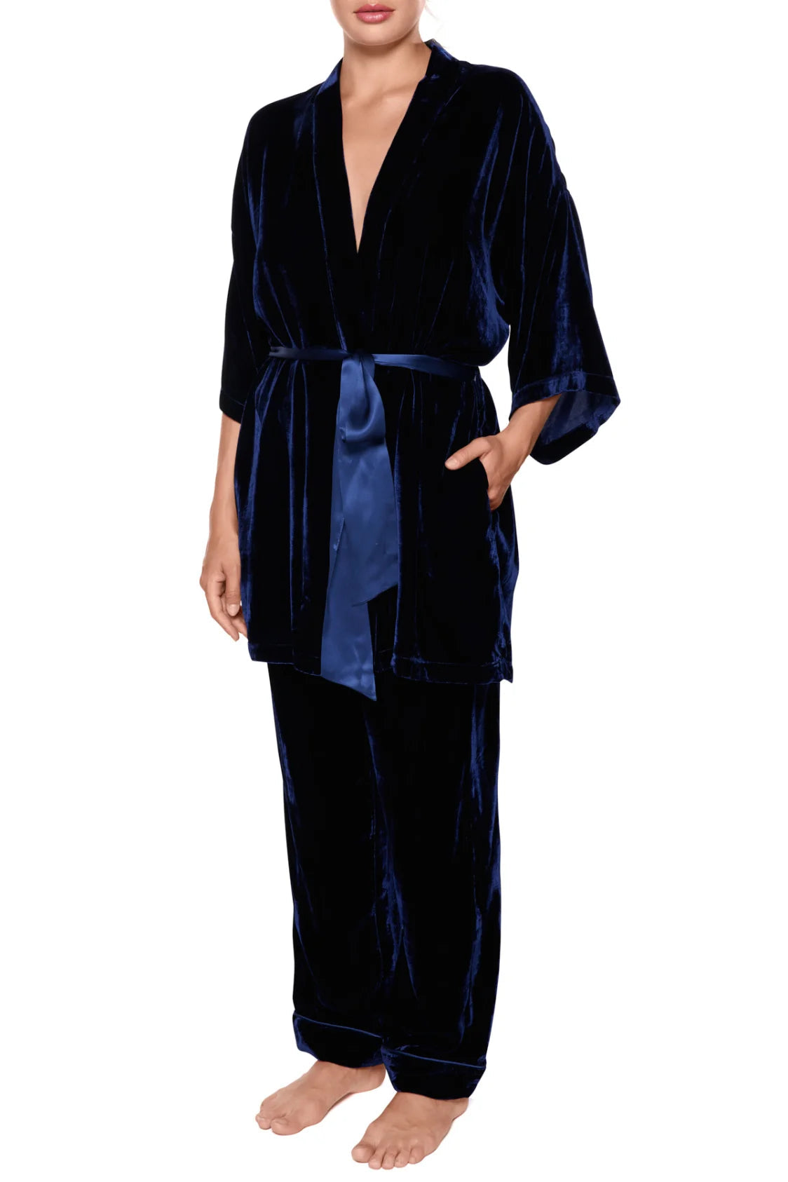 Celine silke velour kimono - Viola Sky