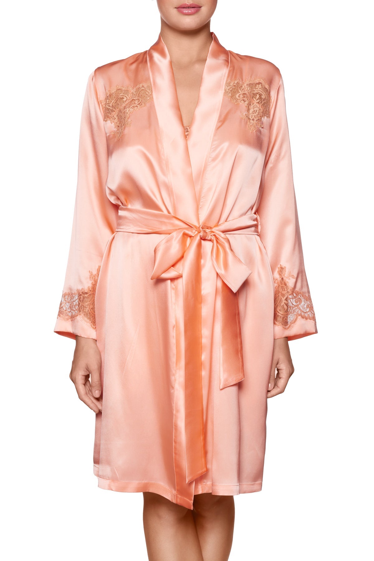 Peach silke kimono