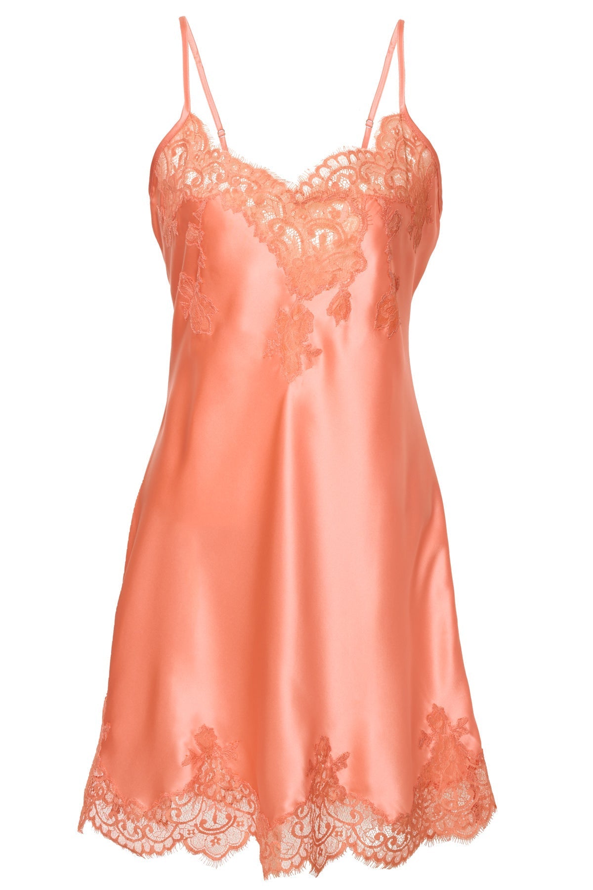 Peach silke underkjole L